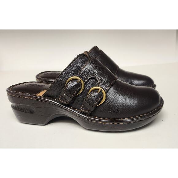 BOC Born Concepts Double Belt Brown Leather Clogs Size US 7 - Picture 3 of 9